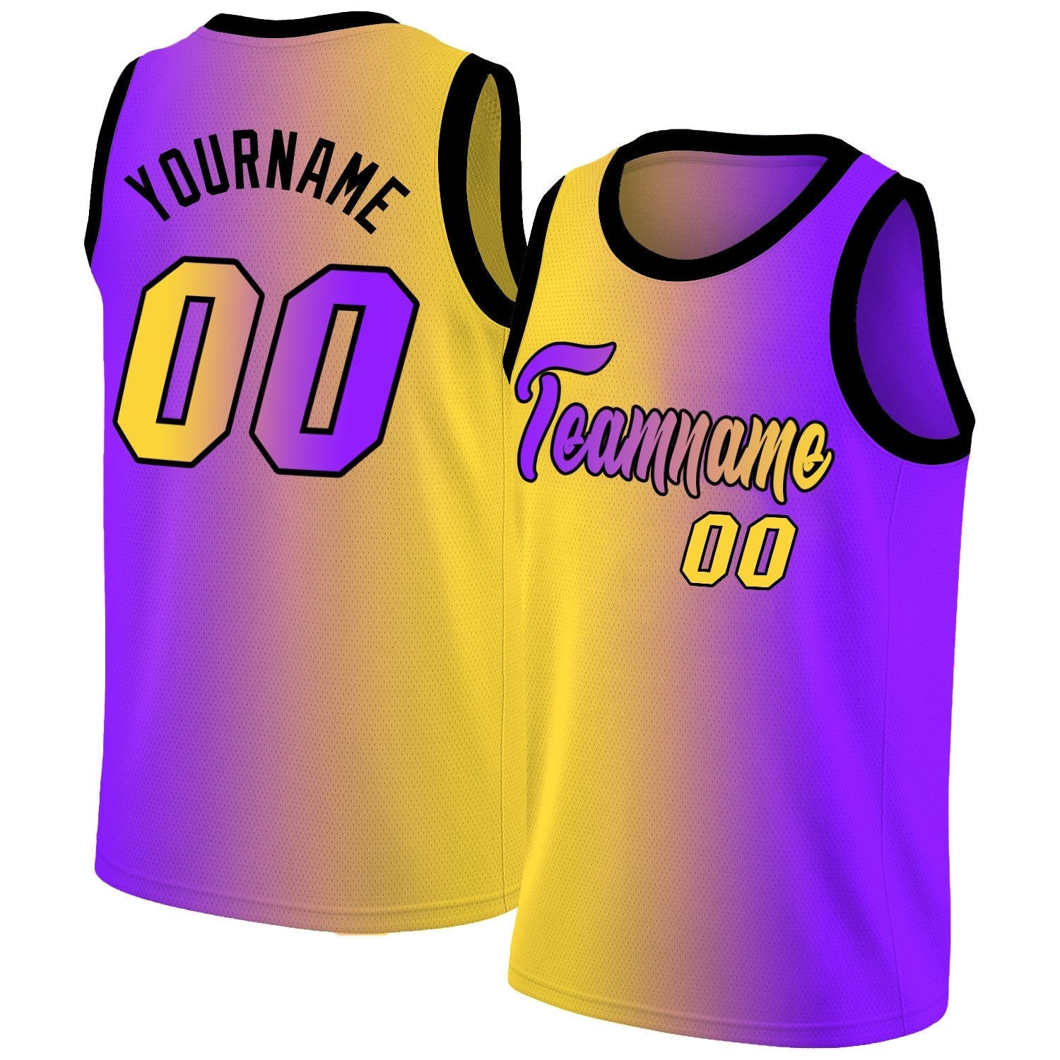 Custom Yellow Purple Gradient Fashion Tops Basketball Jersey| KXKSHOP