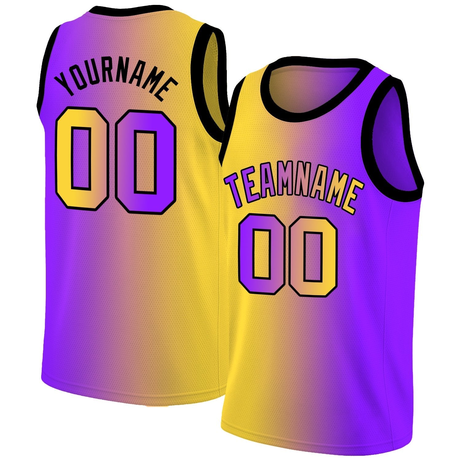 Custom Yellow Purple Gradient Fashion Tops Basketball Jersey| KXKSHOP