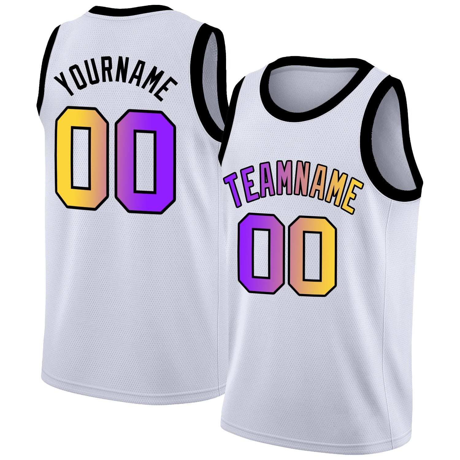 Custom White Purple-Black Gradient Fashion Tops Basketball Jersey| KXKSHOP