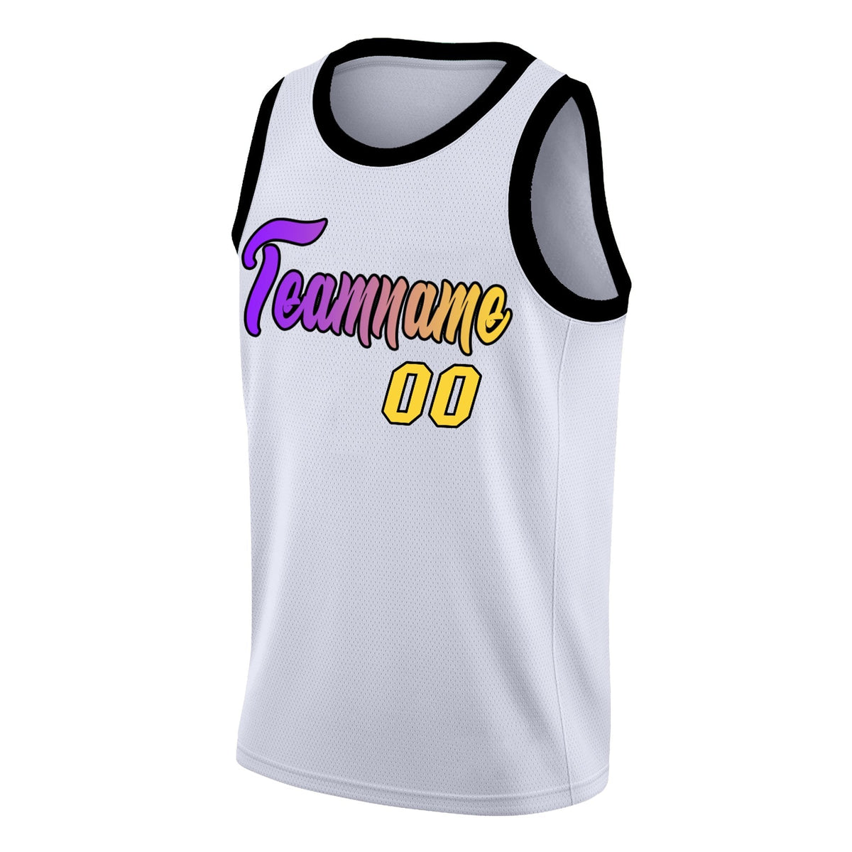Custom White Purple-Black Gradient Fashion Tops Basketball Jersey