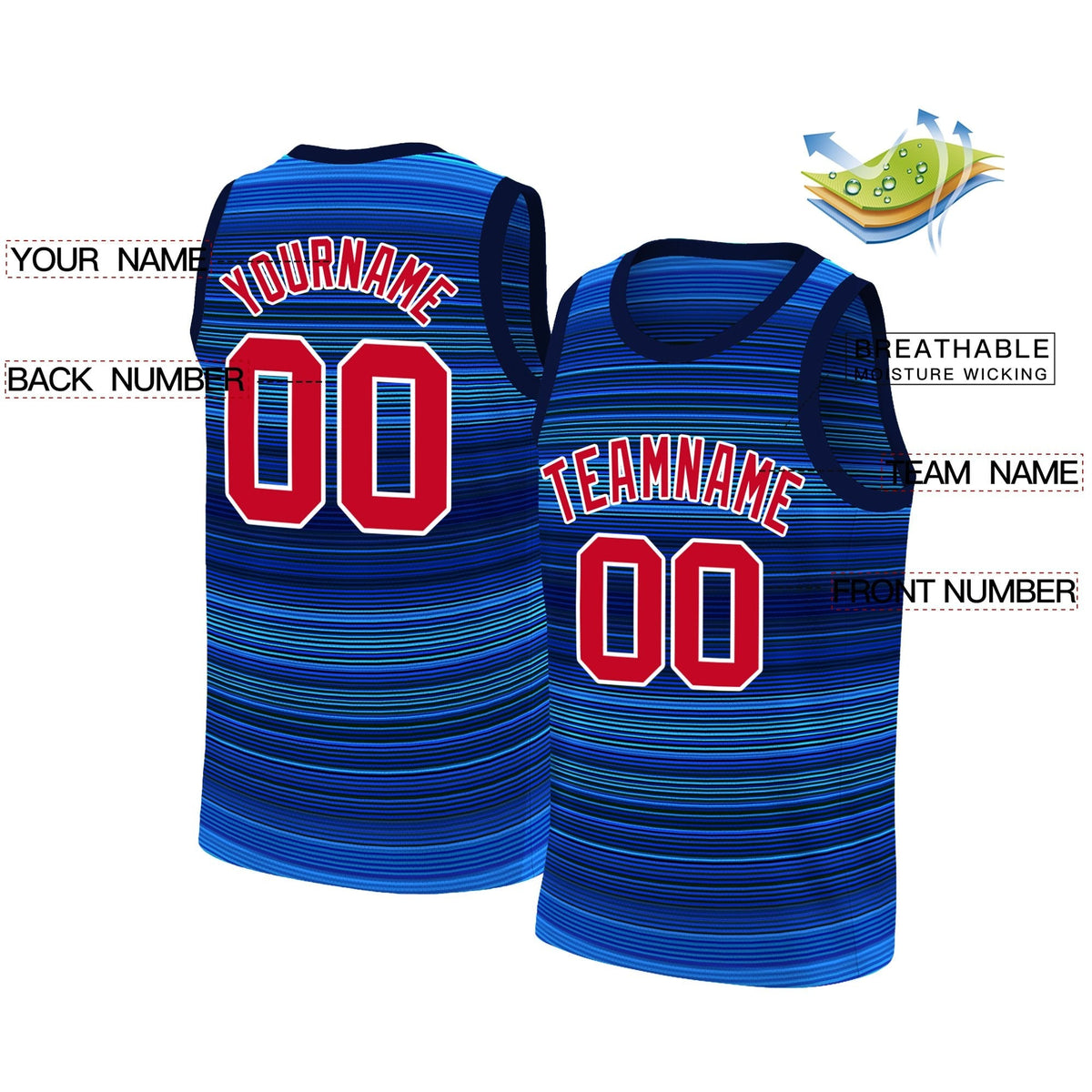 Custom Navy Red-White Gradient Fashion Tops Basketball Jersey |KXKSHOP
