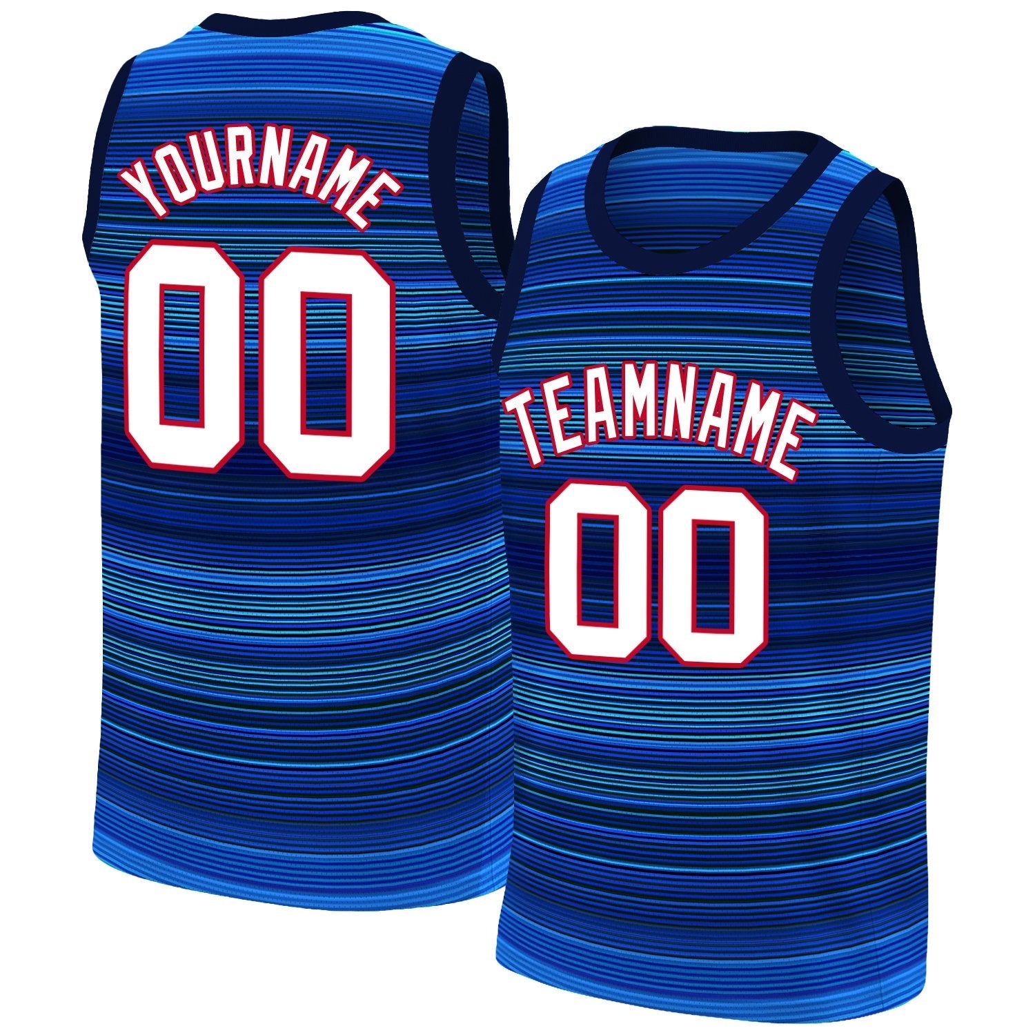 Custom Navy White-Red Gradient Fashion Tops Basketball Jersey| KXKSHOP