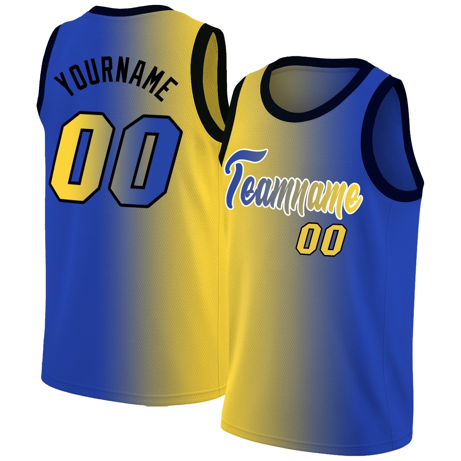 Custom Yellow Royal-White Gradient Fashion Tops Basketball Jersey| KXKSHOP