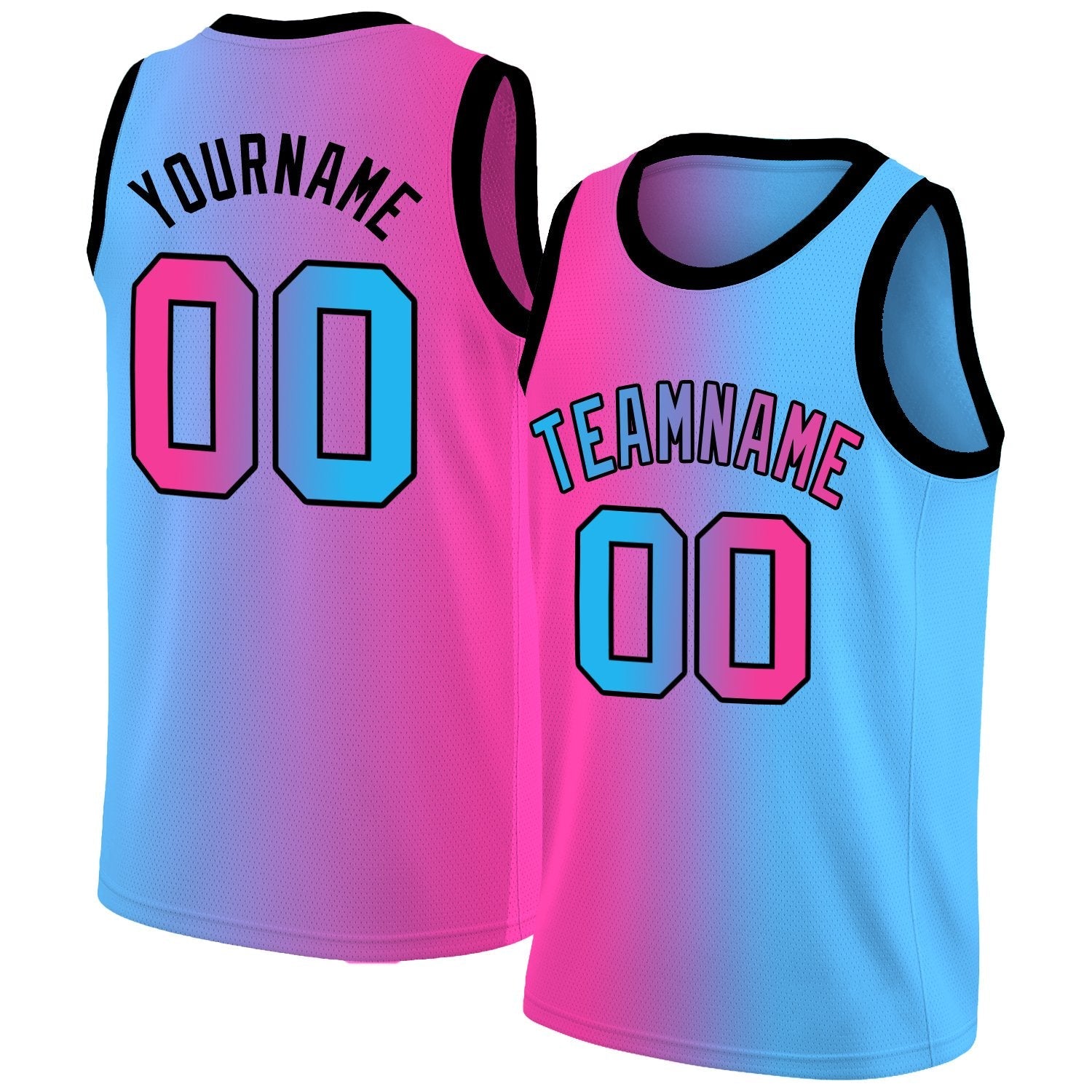 Custom Pink Black-Light Blue Gradient Fashion Tops Basketball Jersey| KXKSHOP