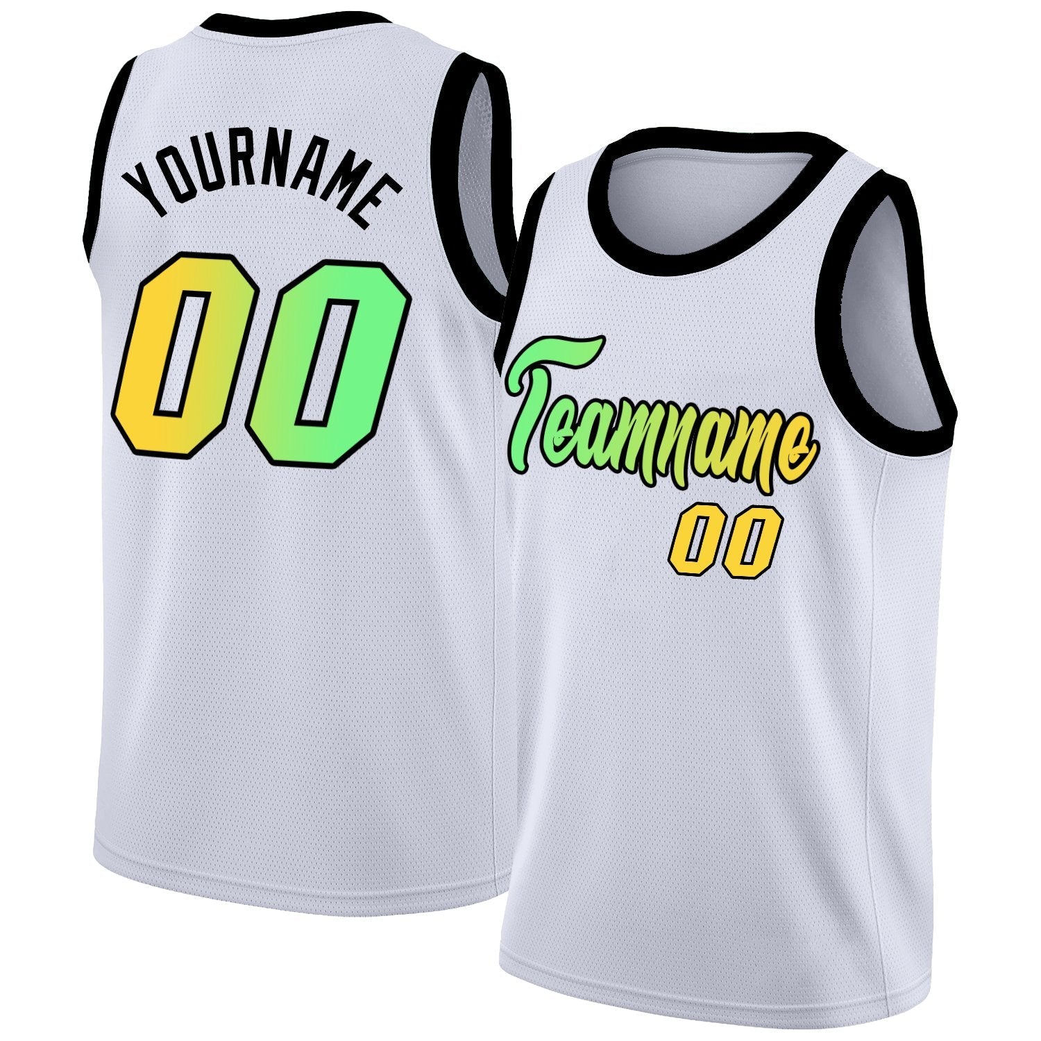 Custom White Yelow-Black Gradient Fashion Tops Basketball Jersey| KXKSHOP