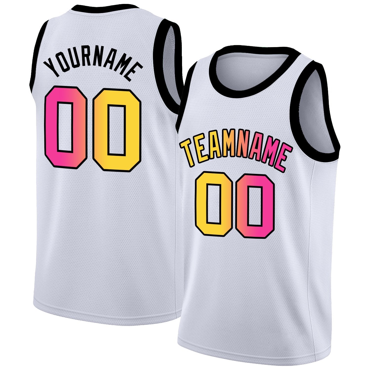 Custom White Yellow-Pink Gradient Fashion Tops Basketball Jersey| KXKSHOP