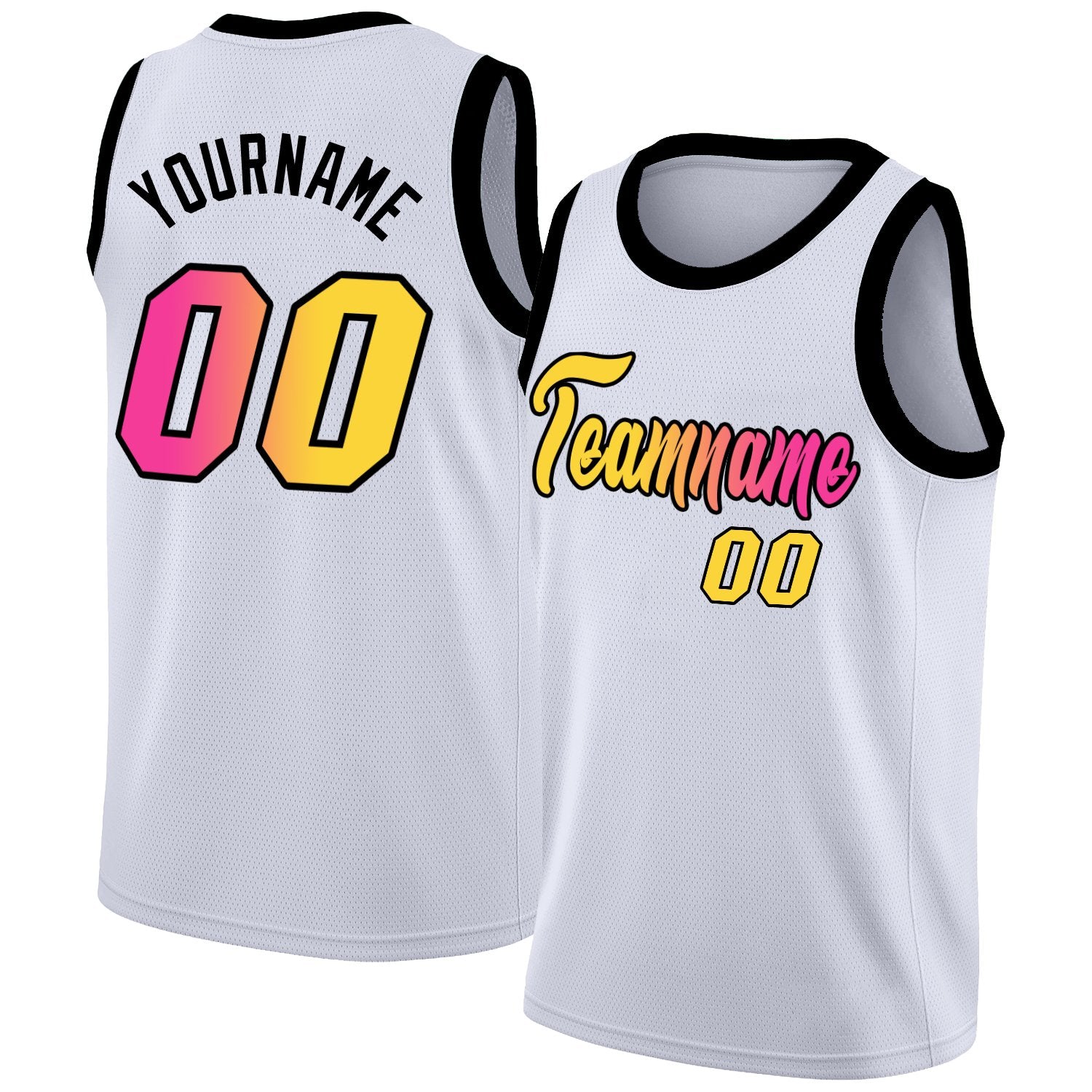 Custom White Pink-Black Gradient Fashion Tops Basketball Jersey| KXKSHOP