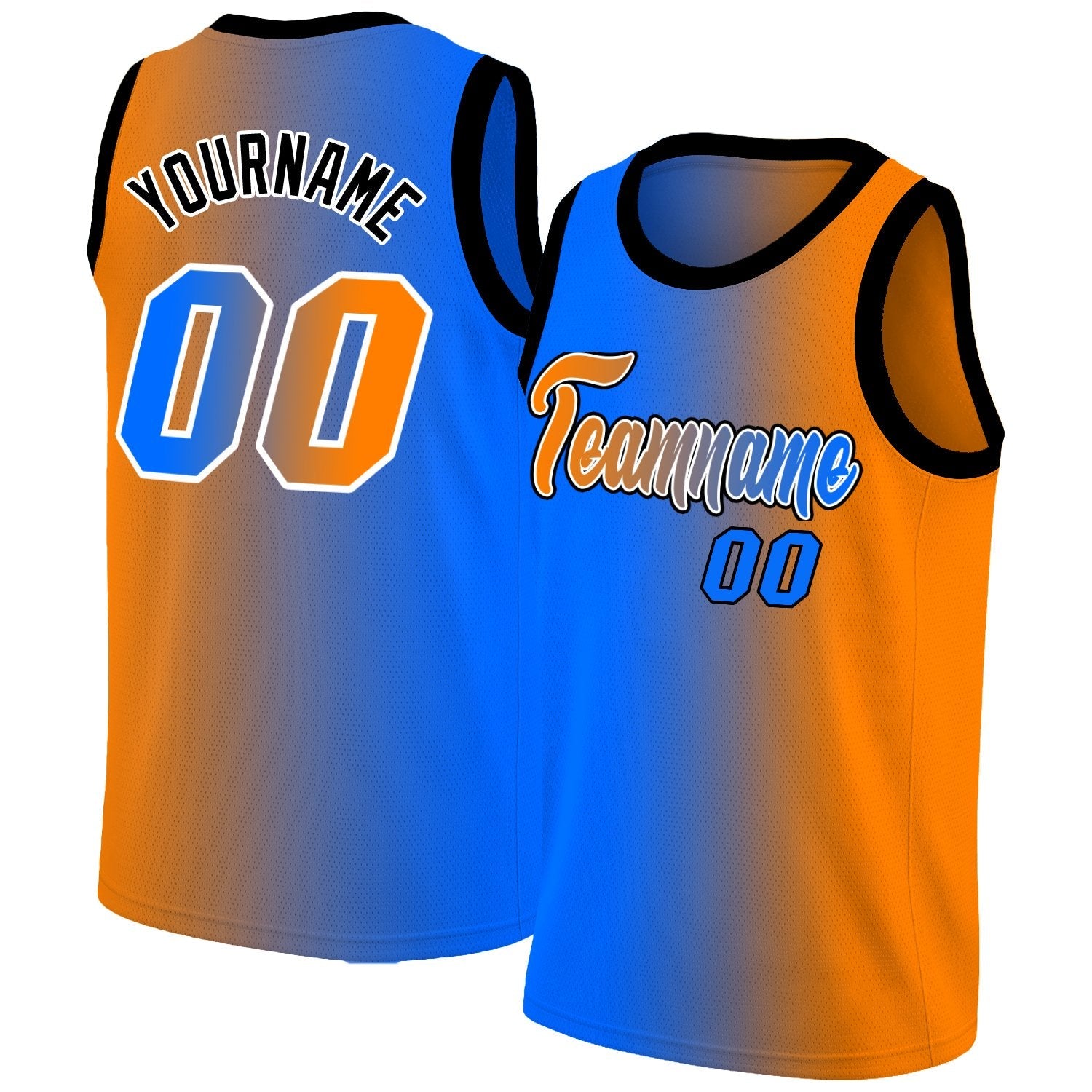 Custom Blue Orange-Black Gradient Fashion Tops Basketball Jersey| KXKSHOP