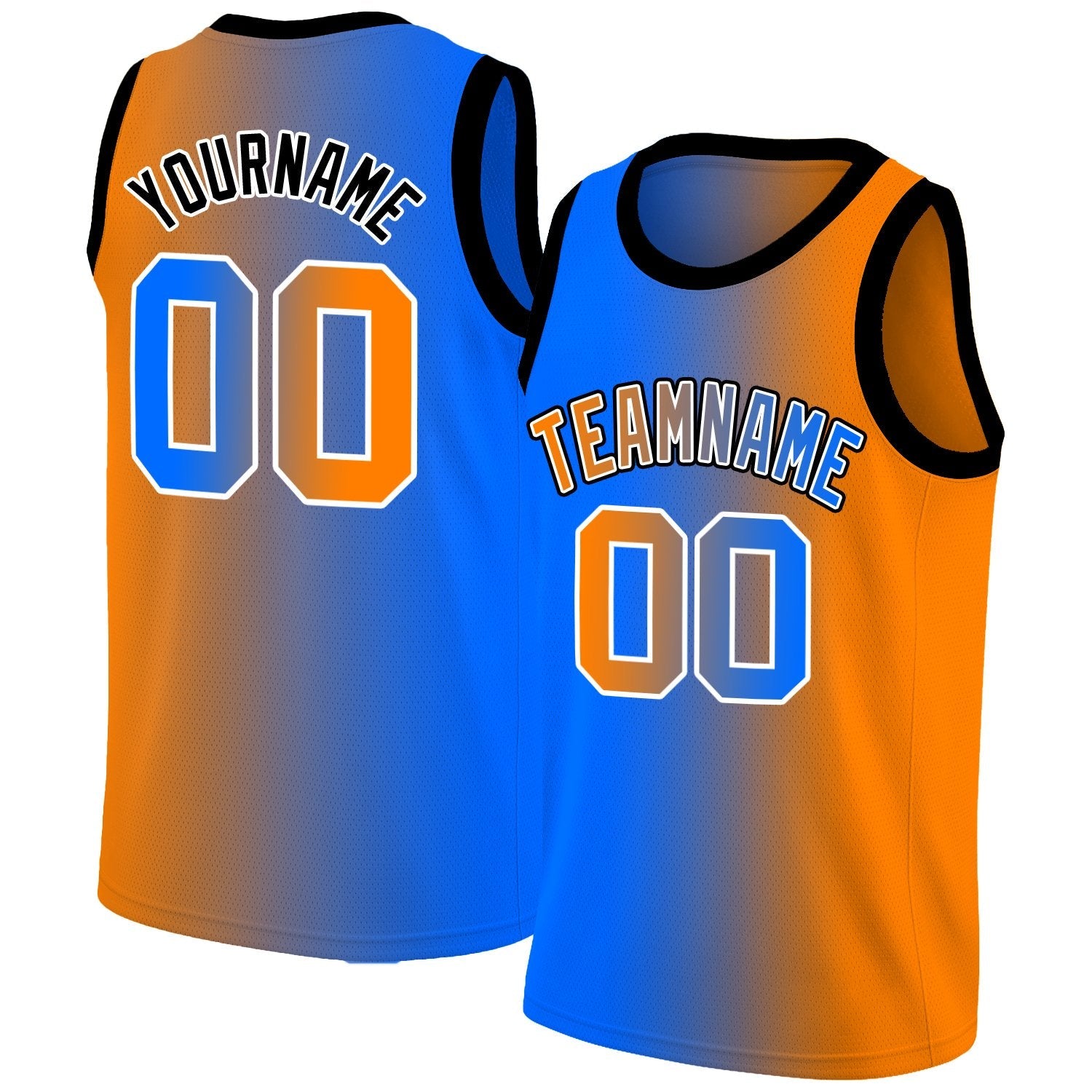 Custom Blue Orange-Black Gradient Fashion Tops Basketball Jersey| KXKSHOP