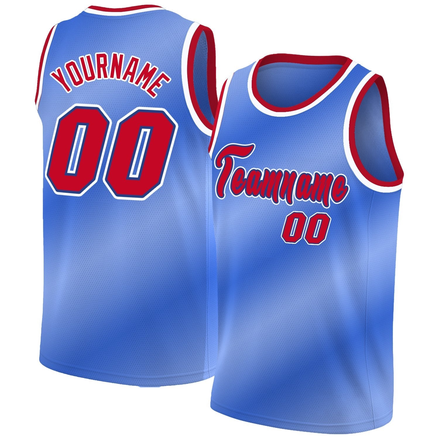 Custom Blue White-Red Gradient Fashion Tops Basketball Jersey| KXKSHOP