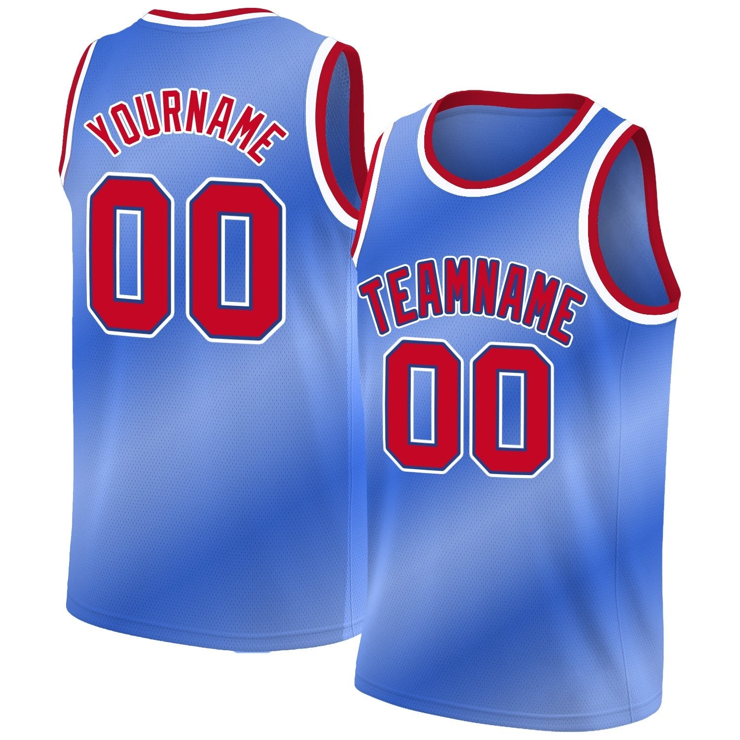 Custom Blue White-Red Navy Gradient Fashion Tops Basketball Jersey| KXKSHOP