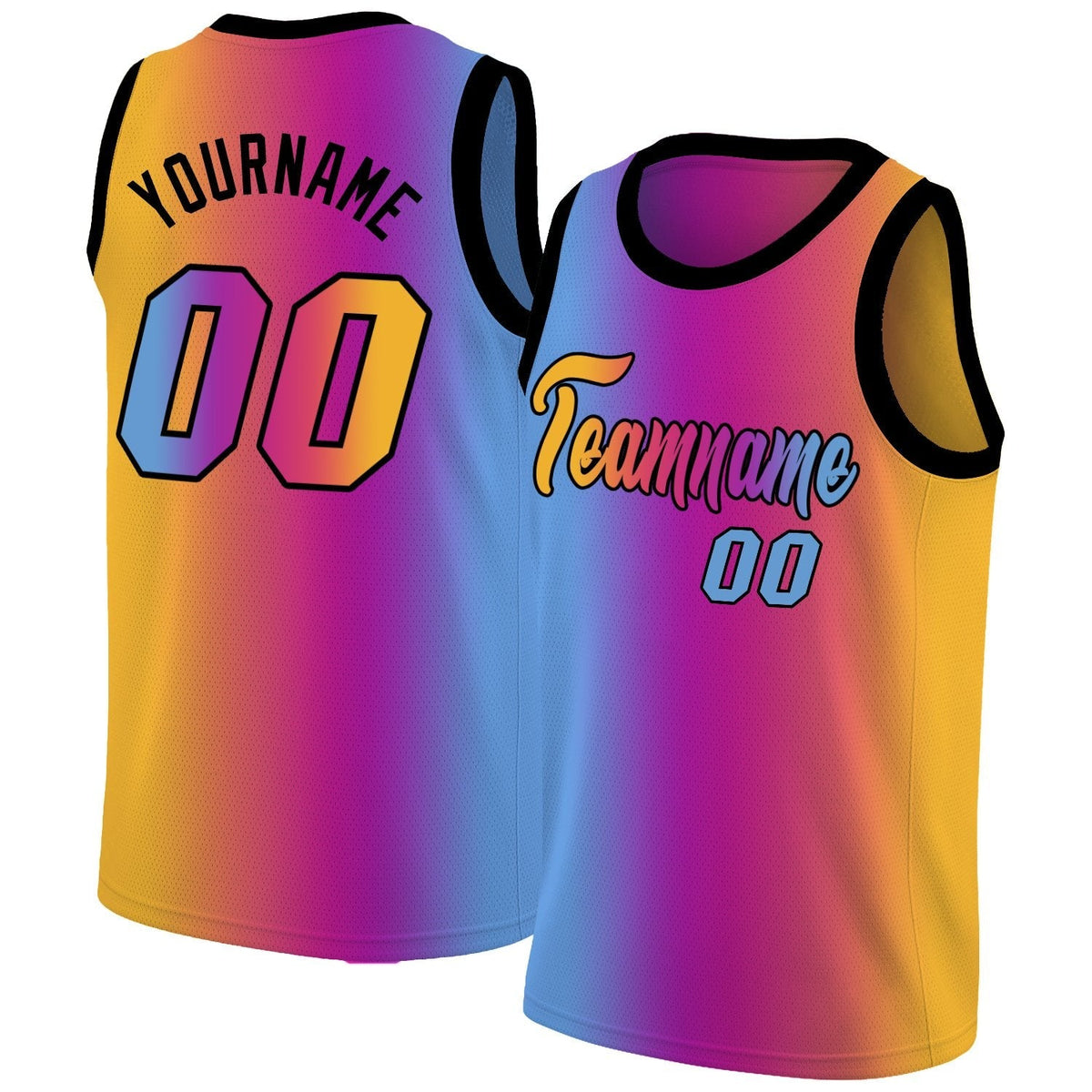 Custom Yellow Purple-Blue Gradient Fashion Tops Basketball Jersey |KXKSHOP