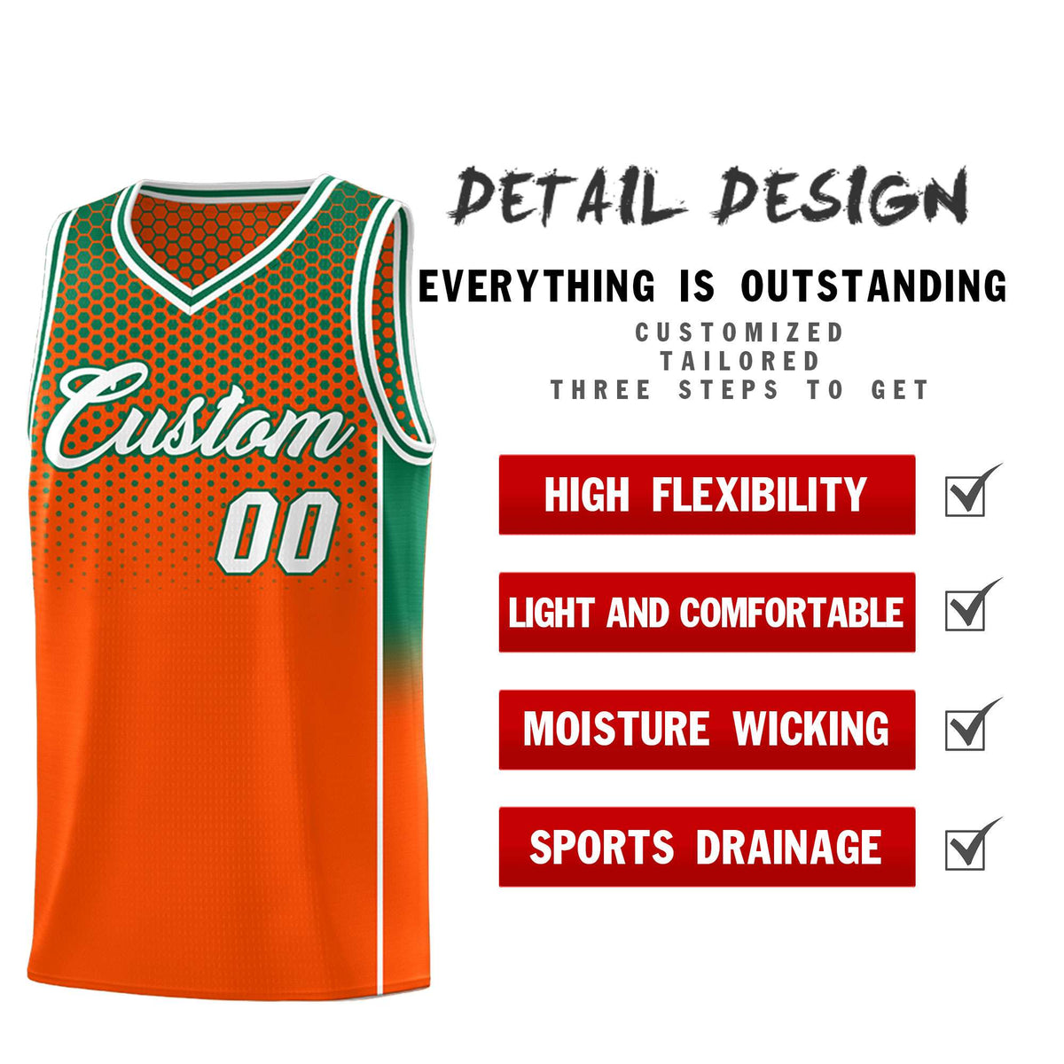 Custom Orange Kelly Green Reversible Side Gradient Sports Uniform Dot Pattern Basketball Jersey Kits
