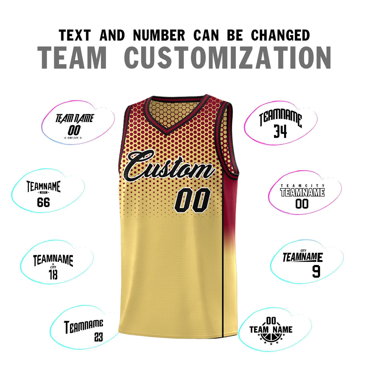 Custom Khaki Crimson Reversible Side Gradient Sports Uniform Dot Pattern Basketball Jersey Kits