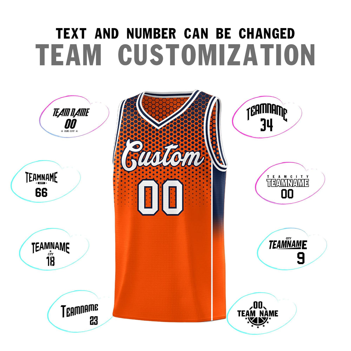 Custom Orange Navy Reversible Side Gradient Sports Uniform Dot Pattern Basketball Jersey Kits