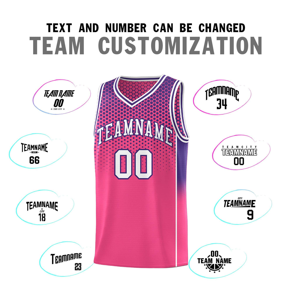 Custom Pink Purple Reversible Side Gradient Sports Uniform Dot Pattern Basketball Jersey Kits