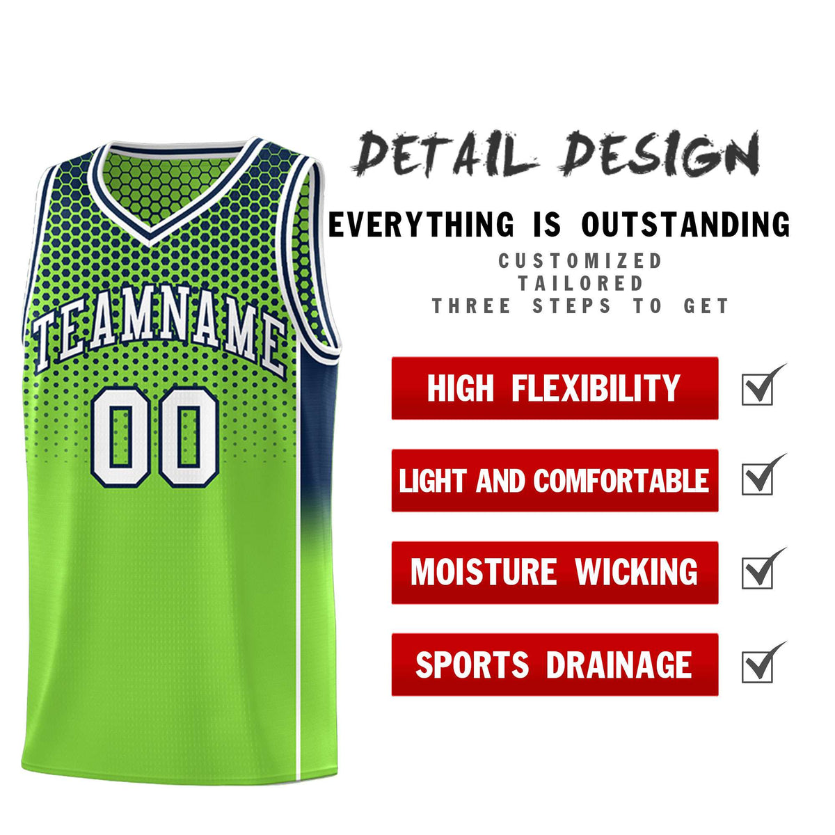 Custom Neon Green Navy Reversible Side Gradient Sports Uniform Dot Pattern Basketball Jersey Kits