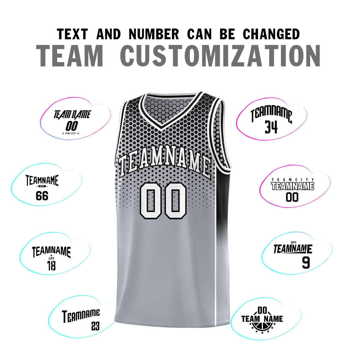 Custom Gray Black Reversible Side Gradient Sports Uniform Dot Pattern Basketball Jersey Kits