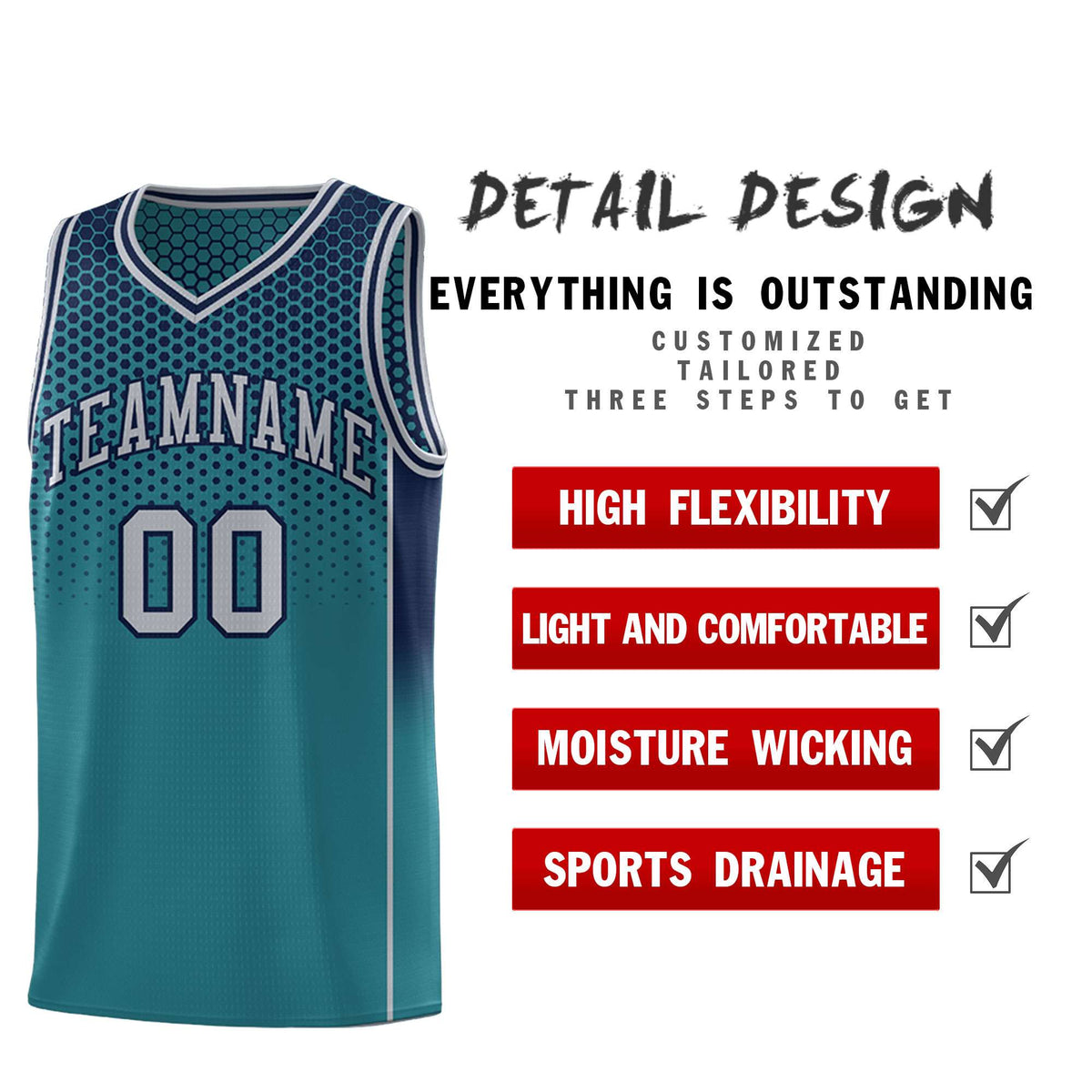Custom Aqua Navy Reversible Side Gradient Sports Uniform Dot Pattern Basketball Jersey Kits