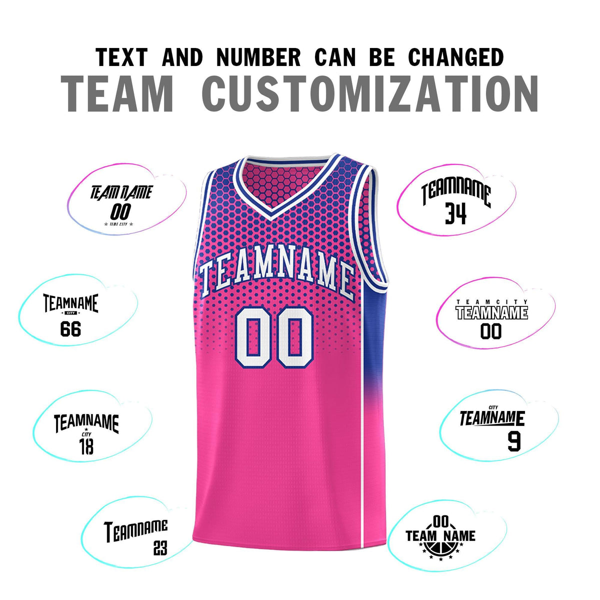 Custom Pink Royal Reversible Side Gradient Sports Uniform Dot Pattern Basketball Jersey Kits