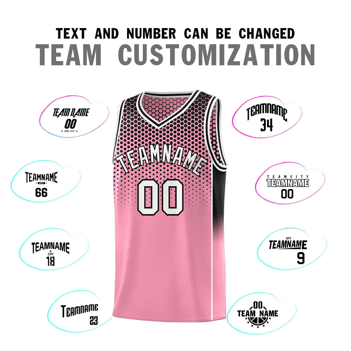 Custom Light Pink Black Reversible Side Gradient Sports Uniform Dot Pattern Basketball Jersey Kits