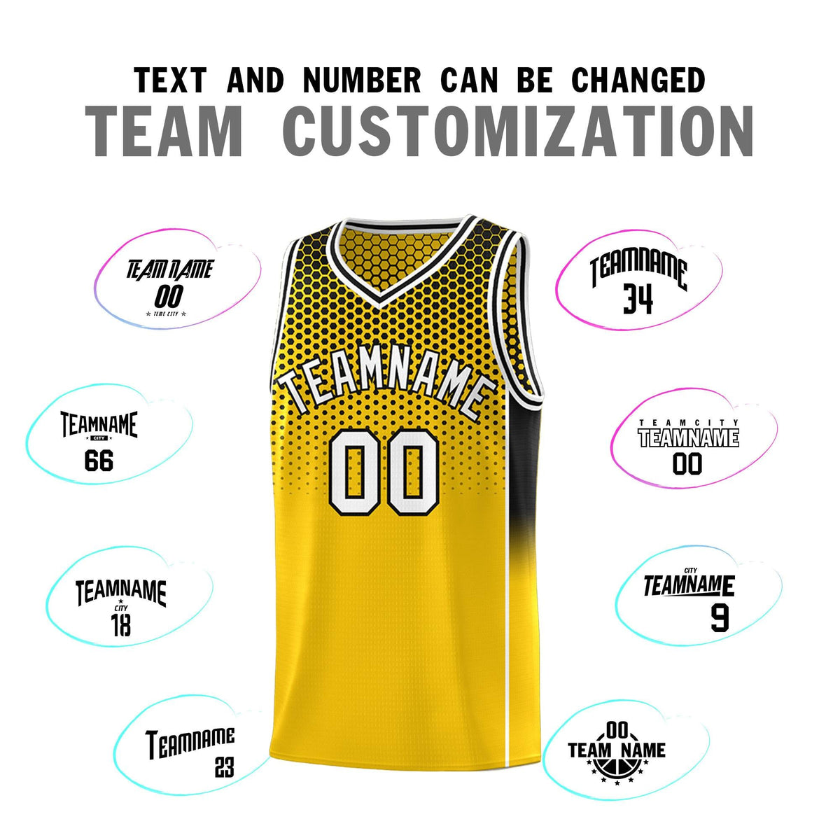 Custom Gold Black Reversible Side Gradient Sports Uniform Dot Pattern Basketball Jersey Kits