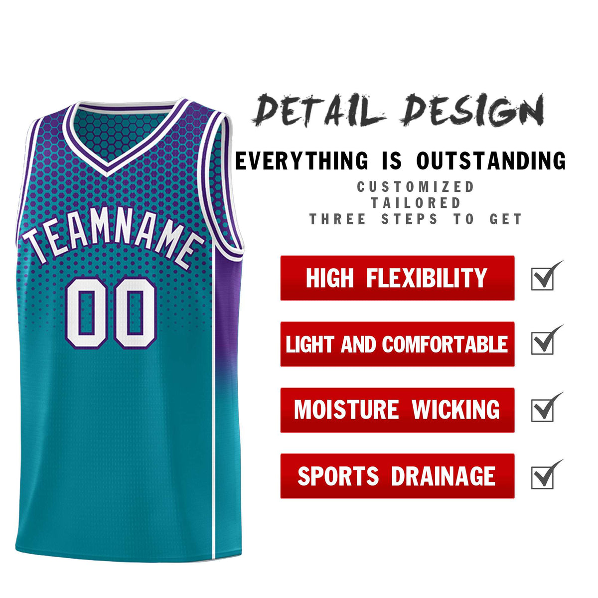 Custom Teal Purple Reversible Side Gradient Sports Uniform Dot Pattern Basketball Jersey Kits