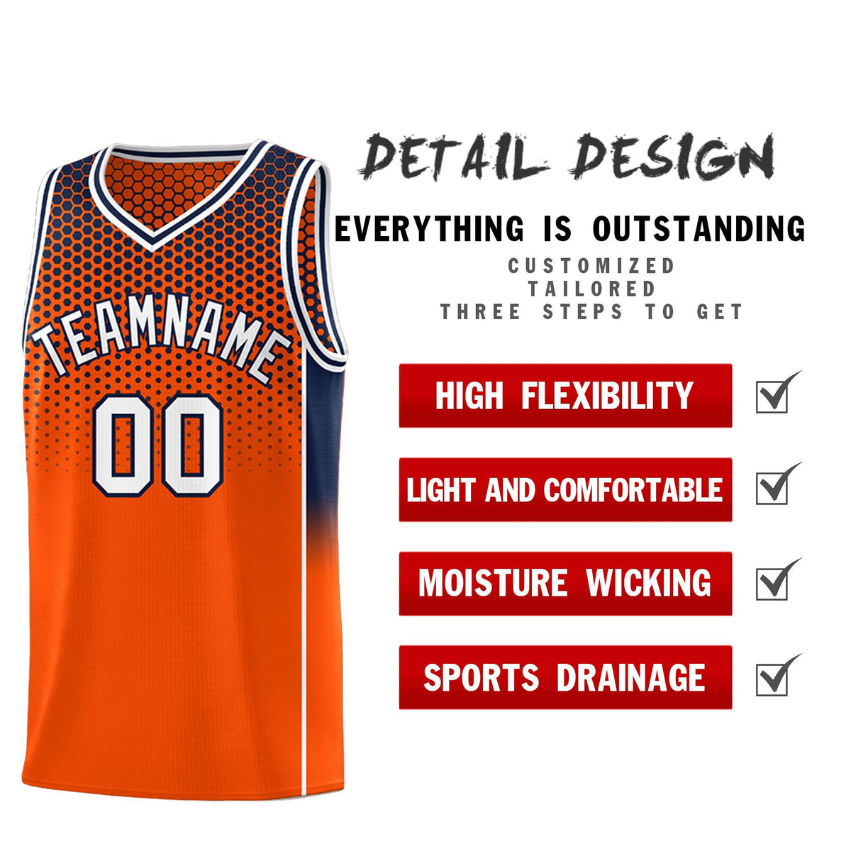 Custom Orange Navy Reversible Side Gradient Sports Uniform Dot Pattern Basketball Jersey Kits