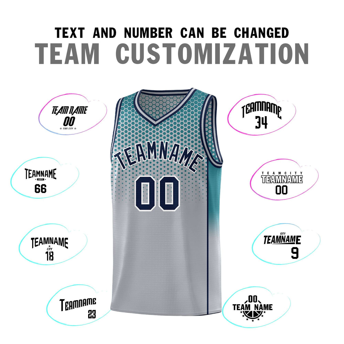 Custom Gray Aqua Reversible Side Gradient Sports Uniform Dot Pattern Basketball Jersey Kits