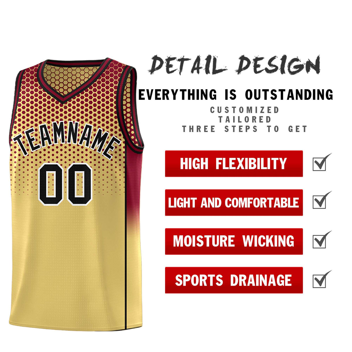 Custom Khaki Crimson Reversible Side Gradient Sports Uniform Dot Pattern Basketball Jersey Kits