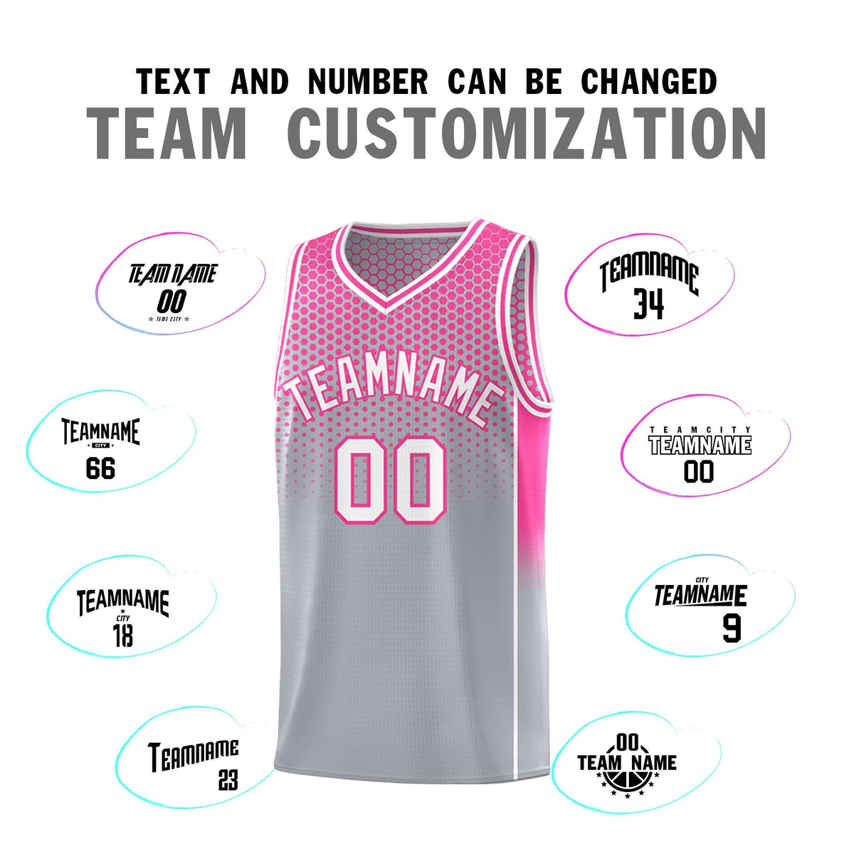 Custom Gray Pink Reversible Side Gradient Sports Uniform Dot Pattern Basketball Jersey Kits