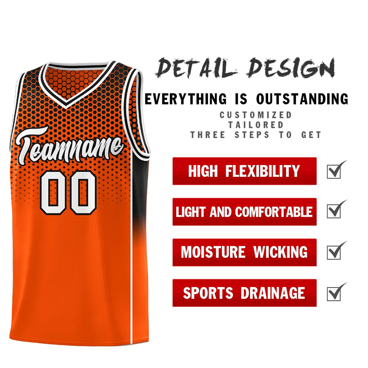 Custom Orange Black Reversible Side Gradient Sports Uniform Dot Pattern Basketball Jersey Kits