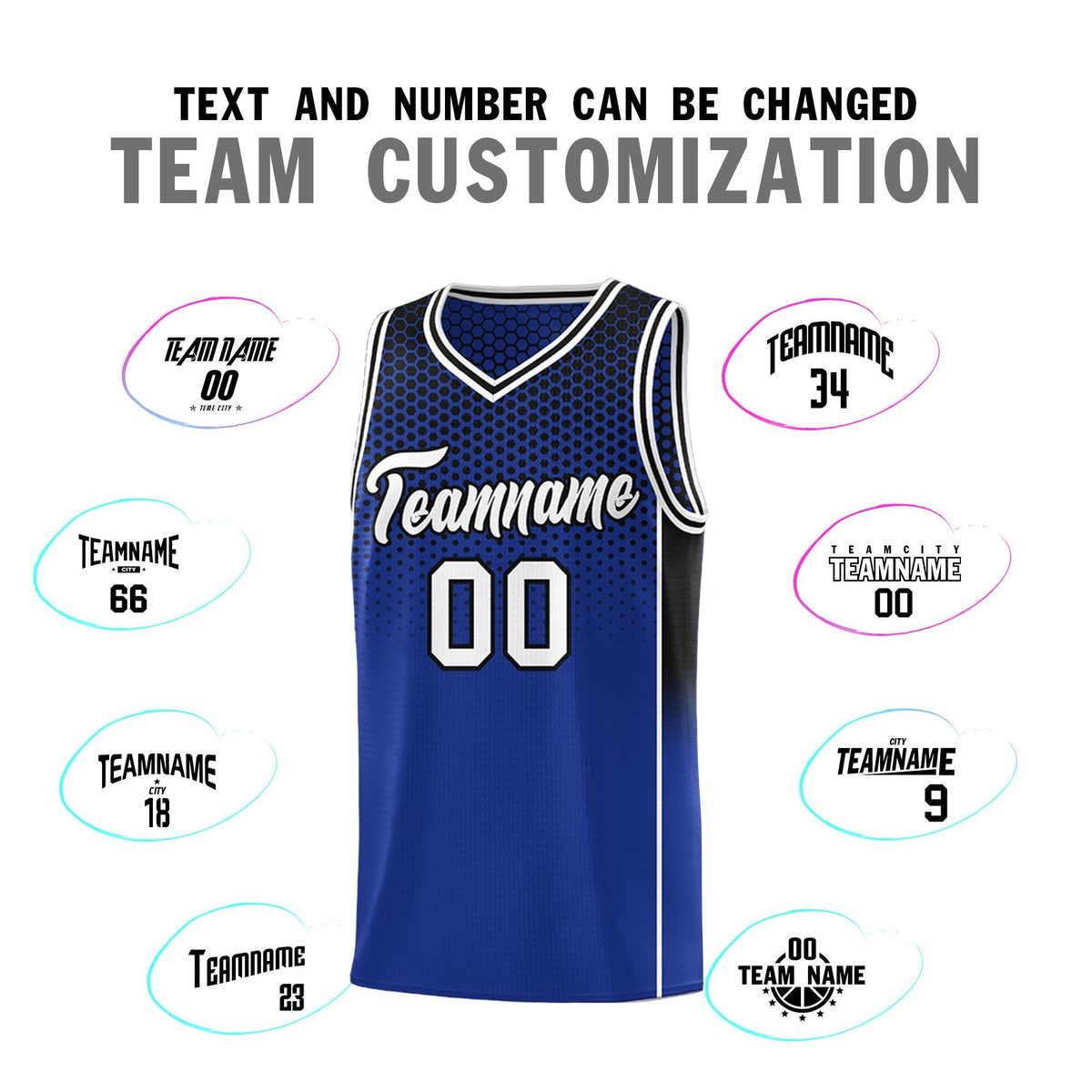 Custom Royal Black Reversible Side Gradient Sports Uniform Dot Pattern Basketball Jersey Kits
