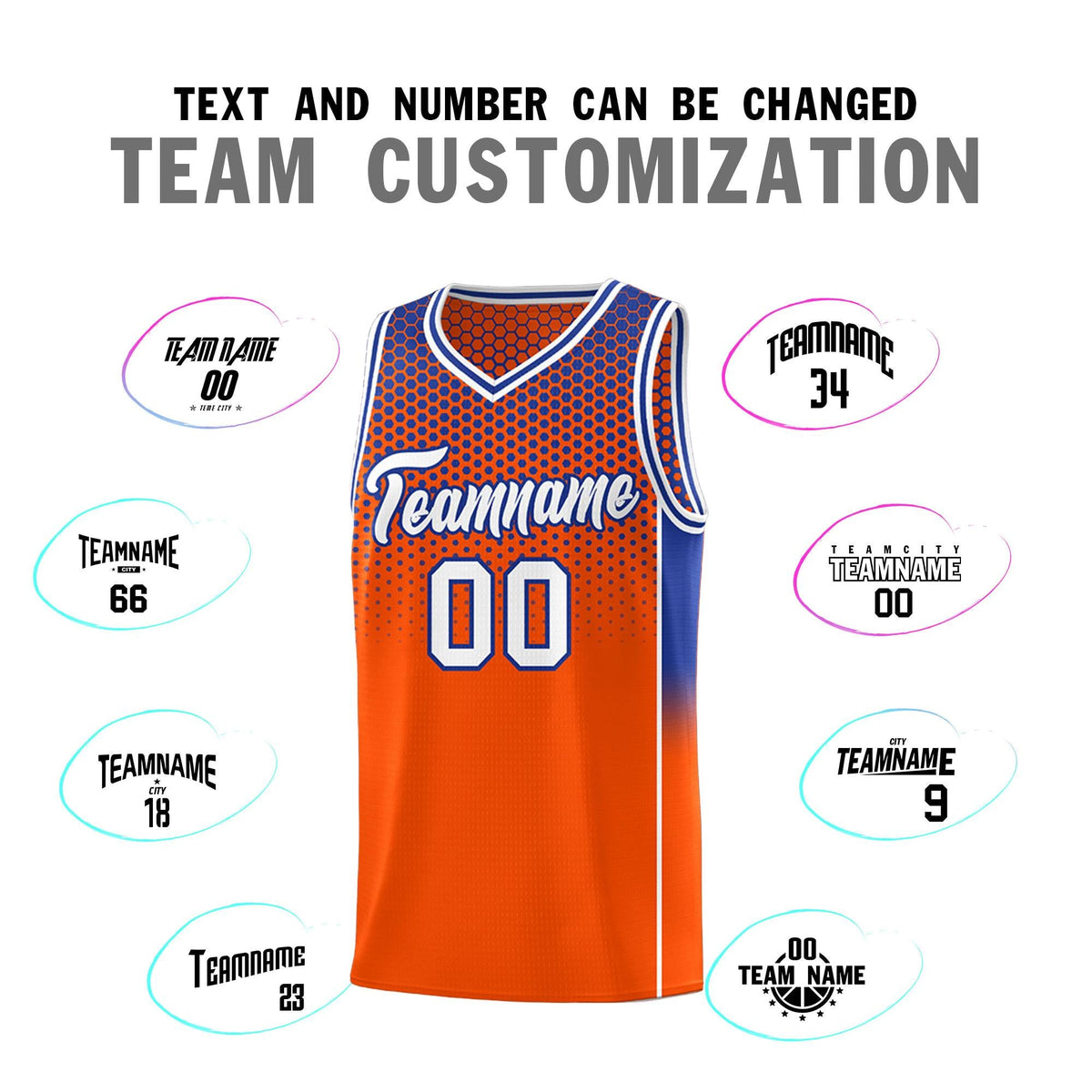 Custom Orange Royal Reversible Side Gradient Sports Uniform Dot Pattern Basketball Jersey Kits
