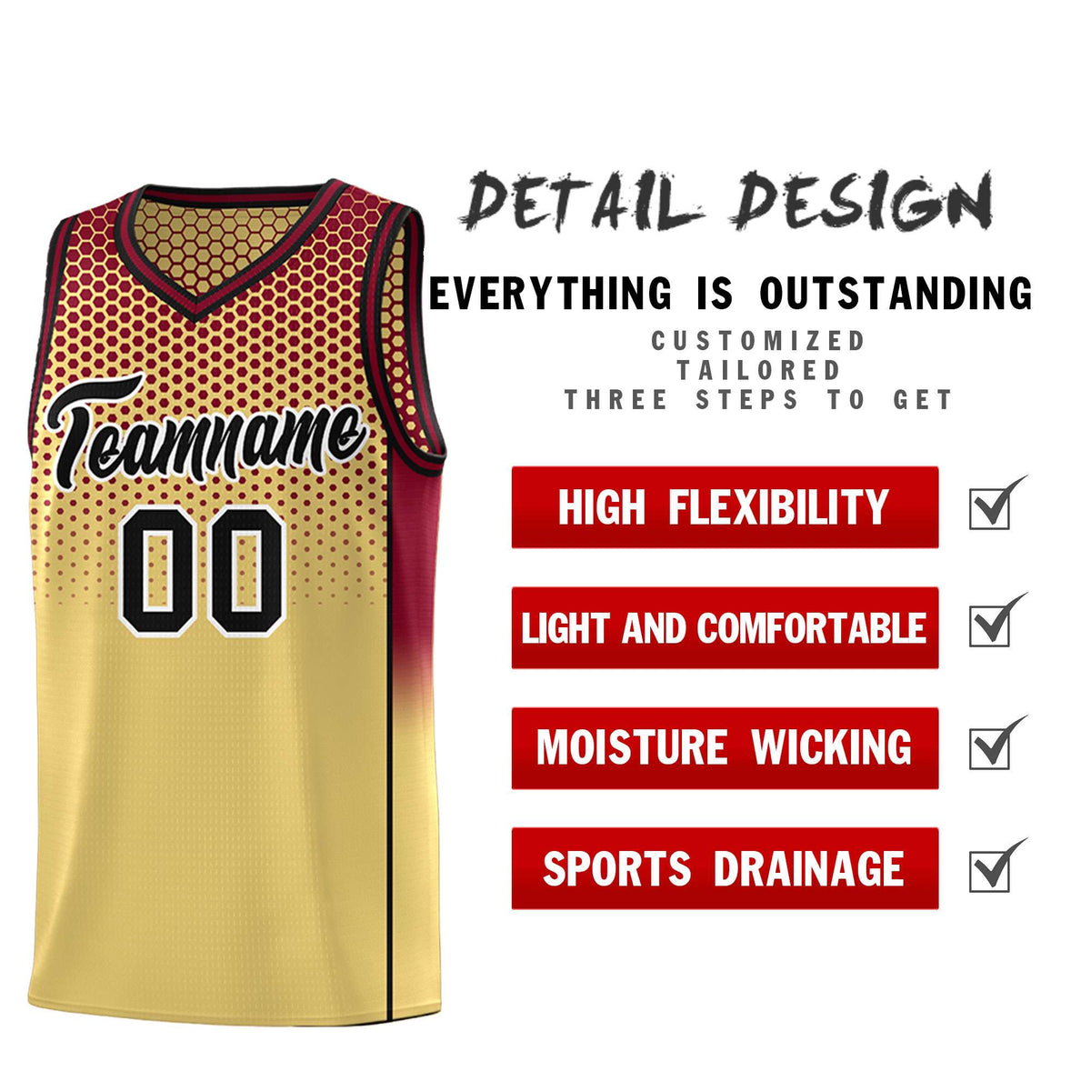 Custom Khaki Crimson Reversible Side Gradient Sports Uniform Dot Pattern Basketball Jersey Kits