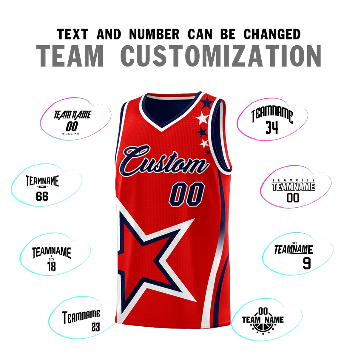 Custom Navy Red White Star Series Reversible Sets Basketball Jersey| KXKSHOP