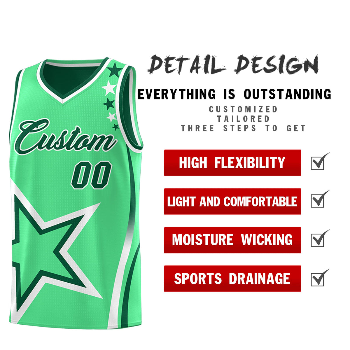 Custom Kelly Green Green White Star Series Reversible Sets Basketball Jersey| KXKSHOP
