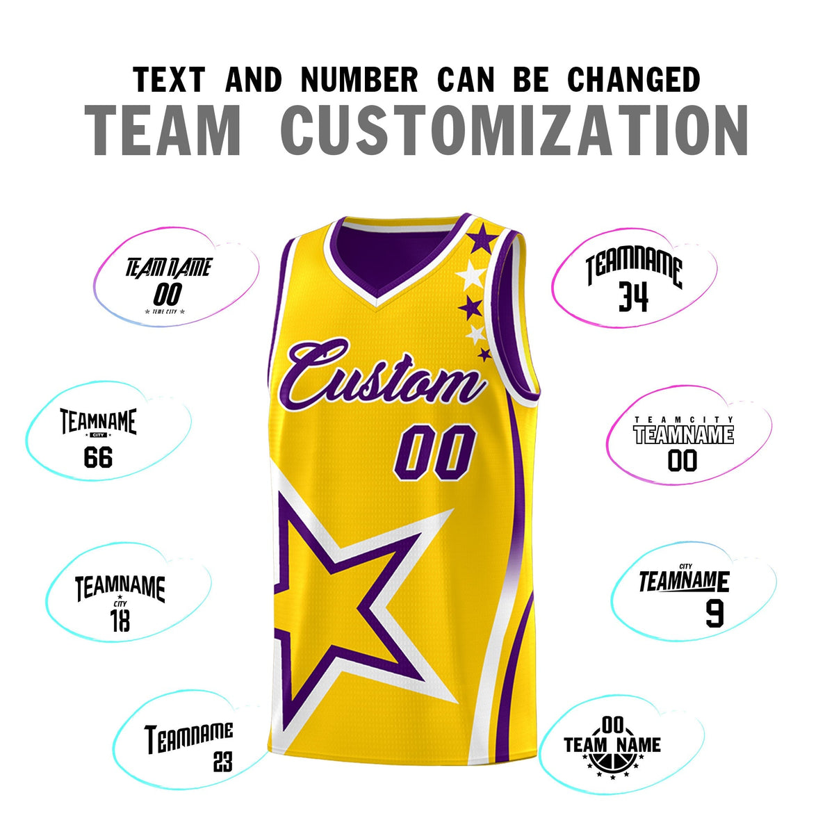 Custom Purple Gold White Star Series Reversible Sets Basketball Jersey| KXKSHOP