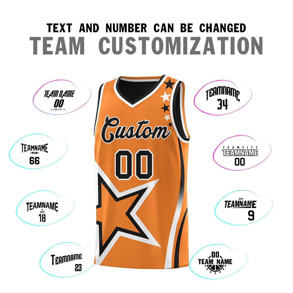 Custom Black Gold Orange White Star Series Reversible Sets Basketball Jersey| KXKSHOP