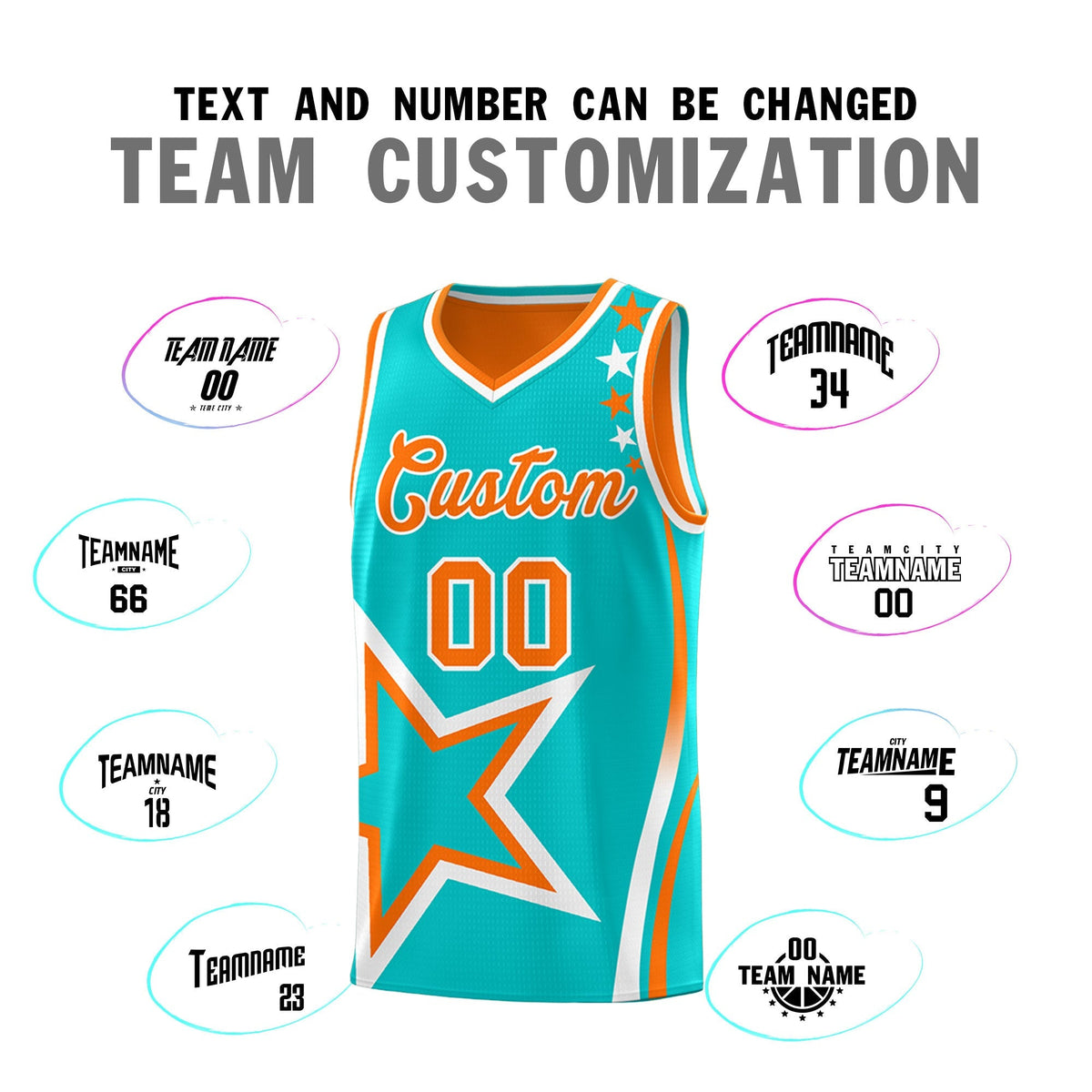 Custom Orange Aqua White Star Series Reversible Sets Basketball Jersey| KXKSHOP