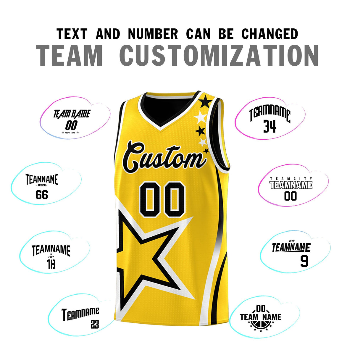 Custom Black Gold White Star Series Reversible Sets Basketball Jersey| KXKSHOP