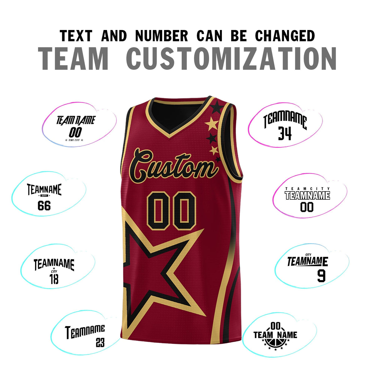 Custom Black Crimson Old Gold Star Series Reversible Sets Basketball Jersey| KXKSHOP