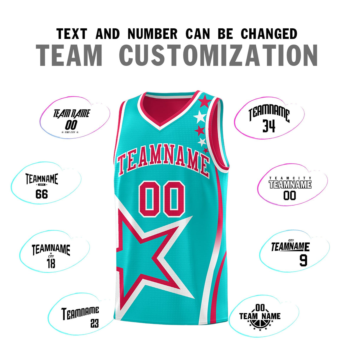 Custom Red Aqua White Star Series Reversible Sets Basketball Jersey| KXKSHOP