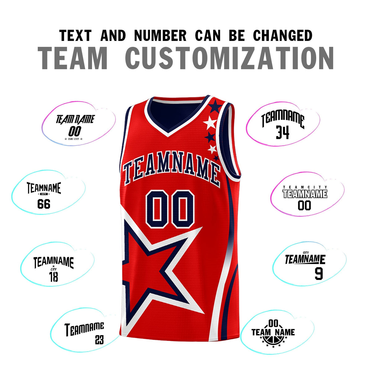 Custom Navy Red White Star Series Reversible Sets Basketball Jersey| KXKSHOP