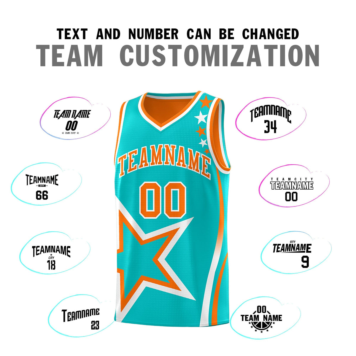 Custom Orange Aqua White Star Series Reversible Sets Basketball Jersey| KXKSHOP