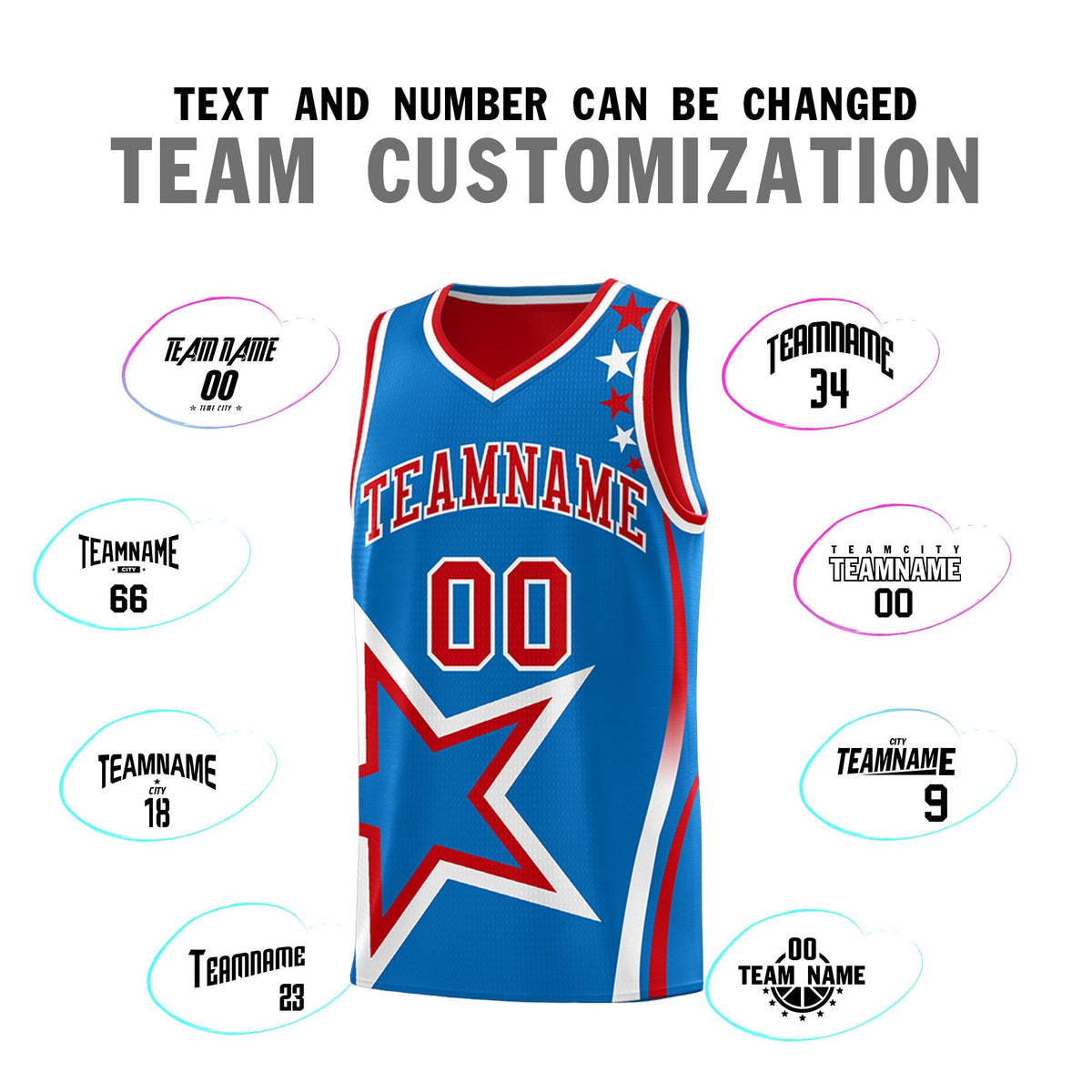 Custom Red Royal White Star Series Reversible Sets Basketball Jersey| KXKSHOP