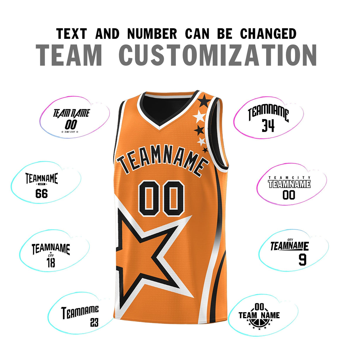 Custom Black Gold Orange White Star Series Reversible Sets Basketball Jersey| KXKSHOP