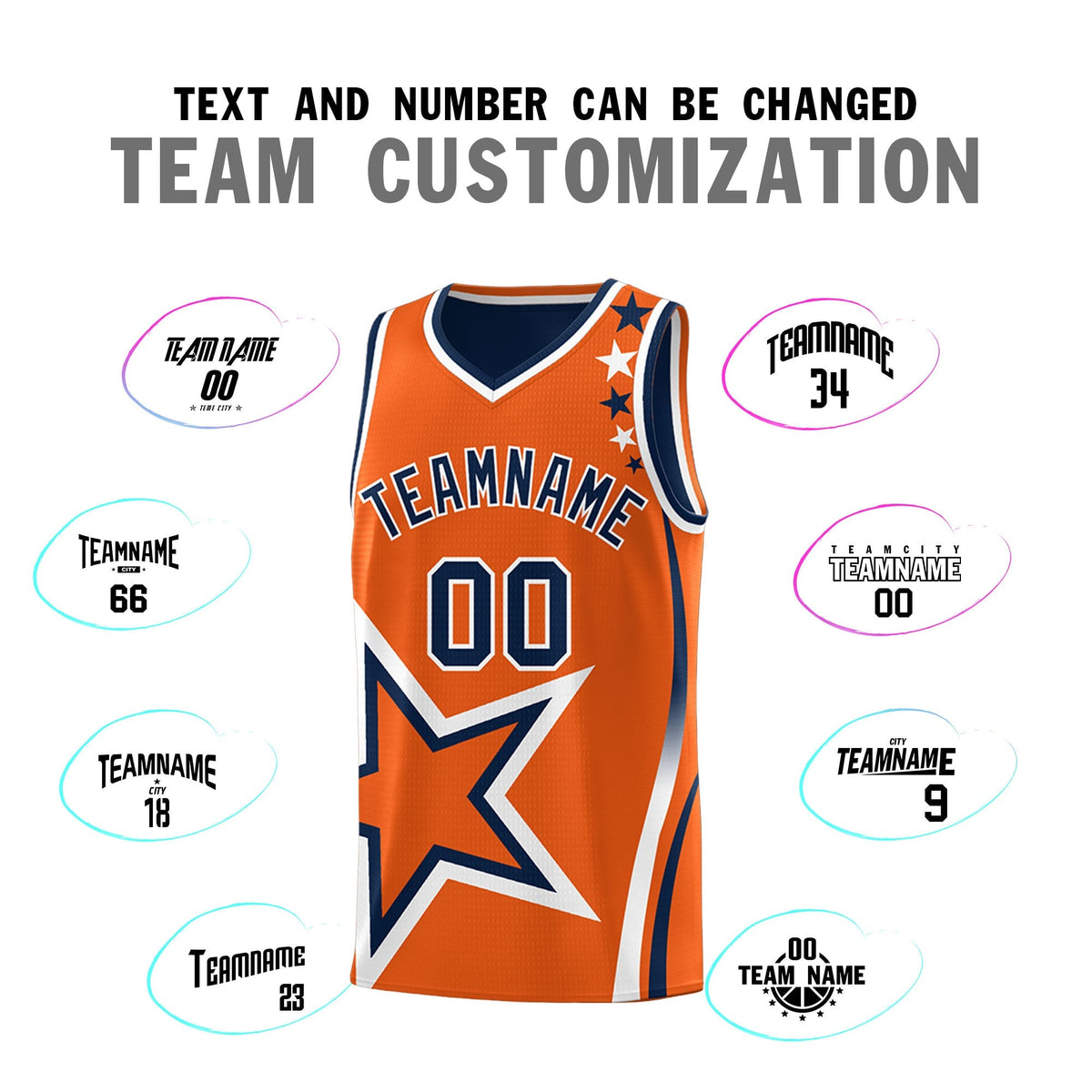 Custom Navy Orange White Star Series Reversible Sets Basketball Jersey| KXKSHOP