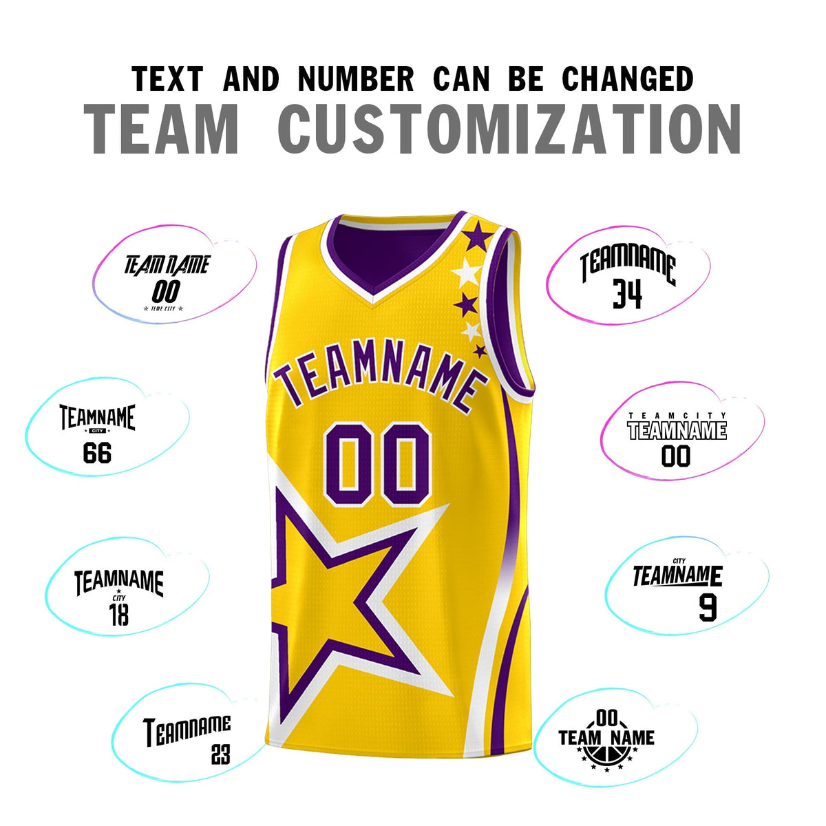 Custom Purple Gold White Star Series Reversible Sets Basketball Jersey| KXKSHOP