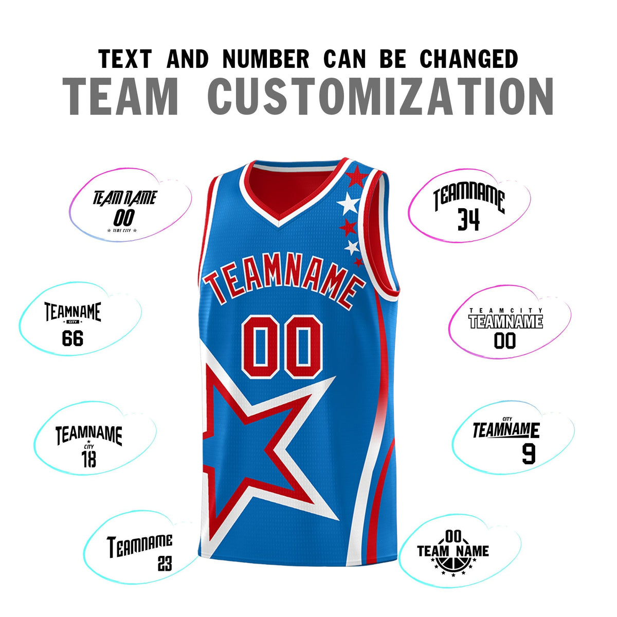 Custom Red Royal White Star Series Reversible Sets Basketball Jersey| KXKSHOP